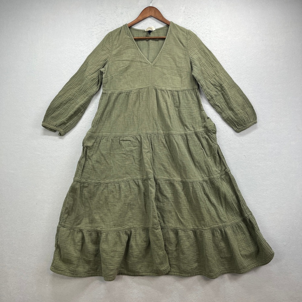 Universal Thread Tiered Maxi Dress Womens Medium Green Gauze Hippie Boho Prairie